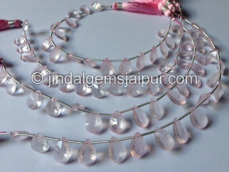 Rose Quartz Double Concave Pear Shape Beads
